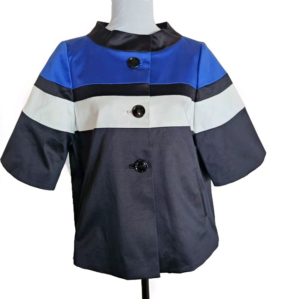 Vintage Anne Klein Color Block Mod Mad Men Style Boxy Jacket Sz 12P